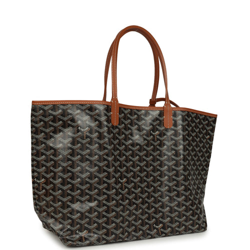 Goyard Goyardine Black and Brown Saint Louis PM Tote Bag Palladium Hardware