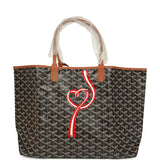 Goyard Goyardine Canvas Black and Brown Hand-Painted Coeur Ruban Saint Louis PM Tote Palladium Hardware