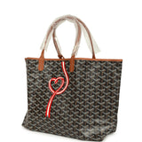 Goyard Goyardine Canvas Black and Brown Hand-Painted Coeur Ruban Saint Louis PM Tote Palladium Hardware