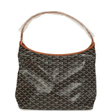 Goyard Goyardine Canvas Black and Brown Hand-Painted Heart Boheme Hobo PM Palladium Hardware