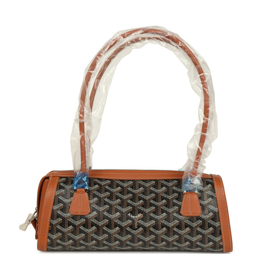 Goyard Goyardine Canvas Bonbonnière Bag Black and Brown Chevroches Calfskin Palladium Hardware