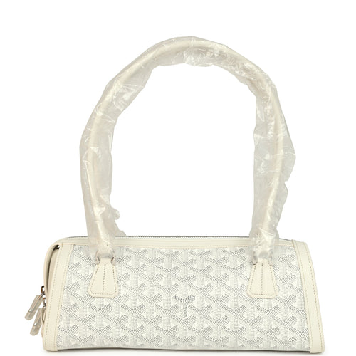 Goyard Goyardine Canvas Bonbonnière Bag White Chevroches Calfskin Palladium Hardware