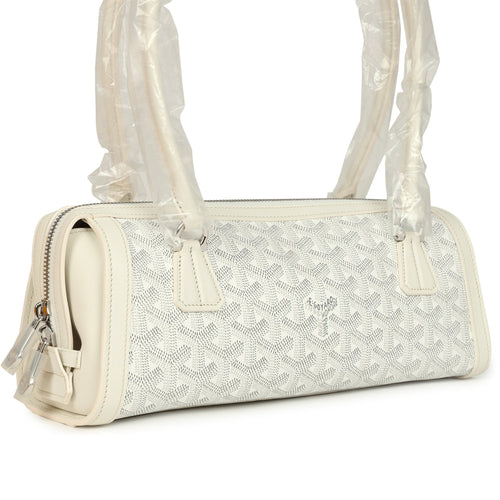Goyard Goyardine Canvas Bonbonnière Bag White Chevroches Calfskin Palladium Hardware