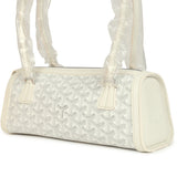 Goyard Goyardine Canvas Bonbonnière Bag White Chevroches Calfskin Palladium Hardware - Thumbnail View 3