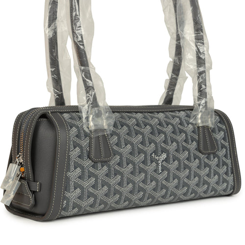 Goyard Goyardine Canvas Bonbonnière Bag Grey Chevroches Calfskin Palladium Hardware