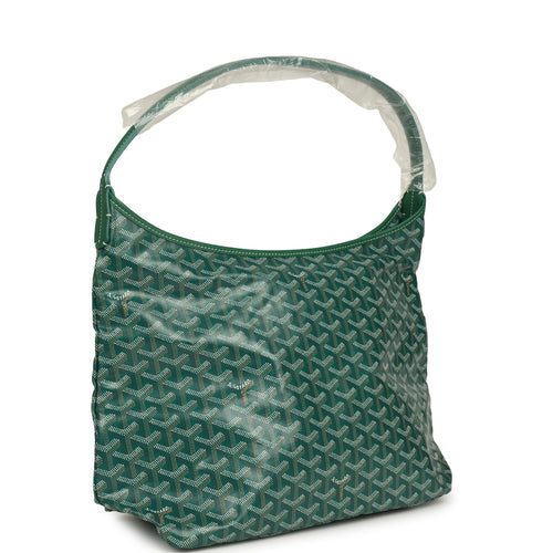 Goyard Goyardine Green Boheme Hobo Bag Palladium Hardware