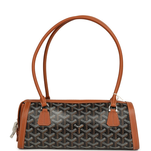 Goyard Goyardine Canvas Bonbonnière Bag Black and Brown Chevroches Calfskin Palladium Hardware