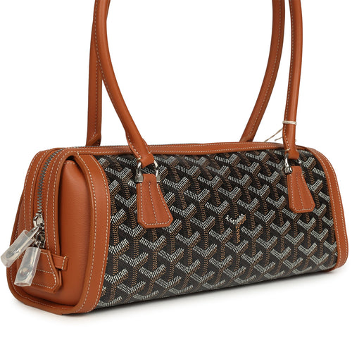 Goyard Goyardine Canvas Bonbonnière Bag Black and Brown Chevroches Calfskin Palladium Hardware