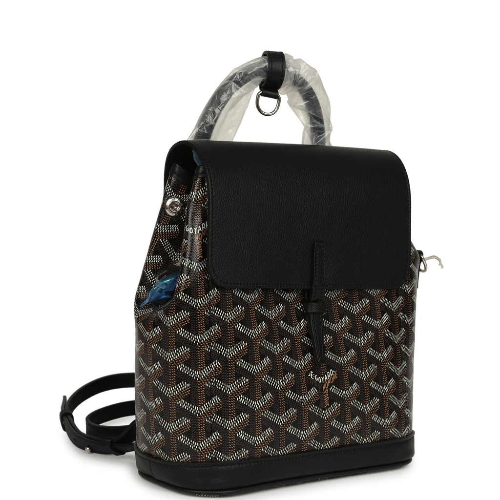 goyard mini alpin backpack Goyard Goyardine Canvas Black Mini Alpin Backpack Palladium Hardware – New & Authentic