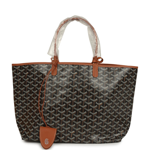 Goyard Goyardine Black and Brown Saint Louis PM Tote Bag Palladium Hardware