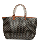 Goyard Goyardine Black and Brown Saint Louis PM Tote Bag Palladium Hardware