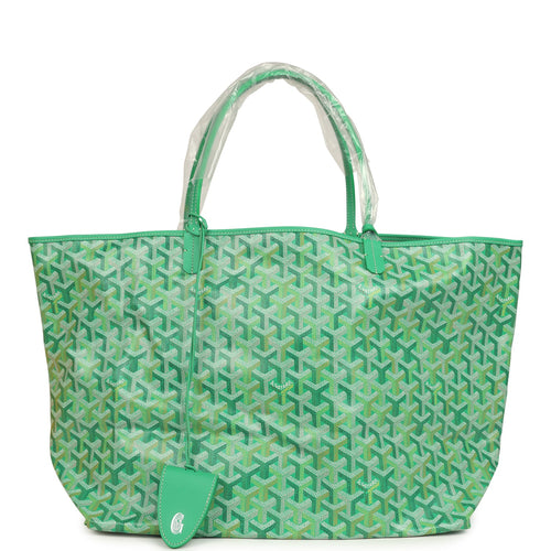Goyard Goyardine Meadow Green Saint Louis GM Tote Palladium Hardware