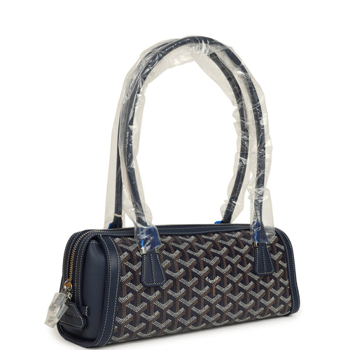 Goyard Goyardine Canvas Bonbonnière Bag Navy Blue Chevroches Calfskin Palladium Hardware