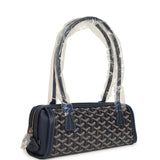 Goyard Goyardine Canvas Bonbonnière Bag Navy Blue Chevroches Calfskin Palladium Hardware - Thumbnail View 2