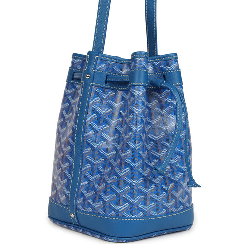 Goyard Goyardine Canvas Sky Blue Petit Flot Bucket Bag PM Palladium Hardware