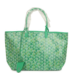 Goyard Goyardine Meadow Green Saint Louis PM Tote Palladium Hardware