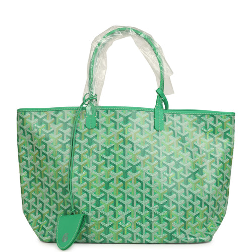 Goyard Goyardine Meadow Green Saint Louis PM Tote Palladium Hardware