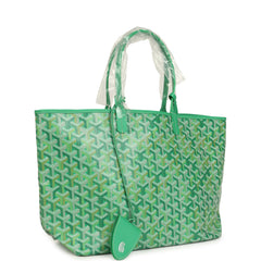 Goyard Goyardine Meadow Green Saint Louis PM Tote Palladium Hardware