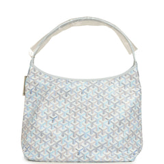 Goyard Goyardine Canvas Polar Blue Boheme Hobo Palladium Hardware