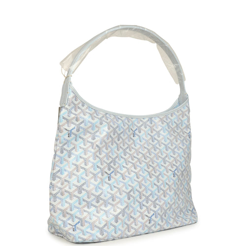 Goyard Goyardine Canvas Polar Blue Boheme Hobo Palladium Hardware