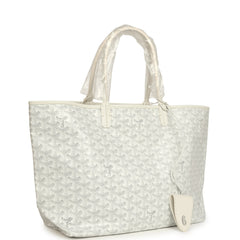 Goyard Goyardine White Saint Louis PM Tote Bag Palladium Hardware