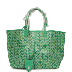 Goyard Goyardine Meadow Green Saint Louis PM Tote Palladium Hardware