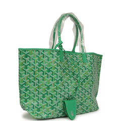 Goyard Goyardine Meadow Green Saint Louis PM Tote Palladium Hardware