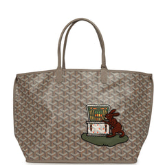Goyard Goyardine Greige Anjou PM Embroidered Bunny Tote Palladium Hardware