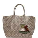 Goyard Goyardine Greige Anjou PM Embroidered Bunny Tote Palladium Hardware - Thumbnail View 1
