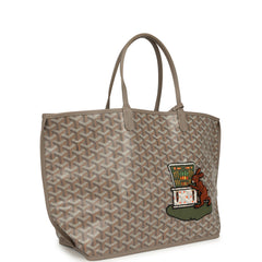 Goyard Goyardine Greige Anjou PM Embroidered Bunny Tote Palladium Hardware