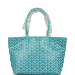 Goyard Goyardine Canvas Turquoise Artois PM Tote Palladium Hardware