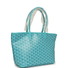 Goyard Goyardine Canvas Turquoise Artois PM Tote Palladium Hardware