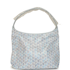 Goyard Goyardine Canvas Polar Blue Boheme Hobo Palladium Hardware