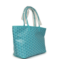 Goyard Goyardine Canvas Turquoise Artois PM Tote Palladium Hardware