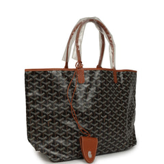 Goyard Goyardine Black and Brown Saint Louis PM Tote Bag Palladium Hardware