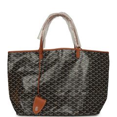 Goyard Goyardine Black and Brown Saint Louis GM Tote Bag Palladium Hardware