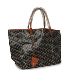 Goyard Goyardine Black and Brown Saint Louis GM Tote Bag Palladium Hardware