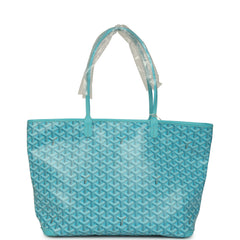 Goyard Goyardine Canvas Turquoise Artois MM Tote Palladium Hardware
