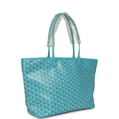 Goyard Goyardine Canvas Turquoise Artois MM Tote Palladium Hardware