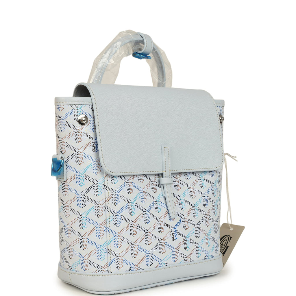 Goyard Goyardine Canvas Polar Blue Mini Alpin Backpack Palladium Hardw