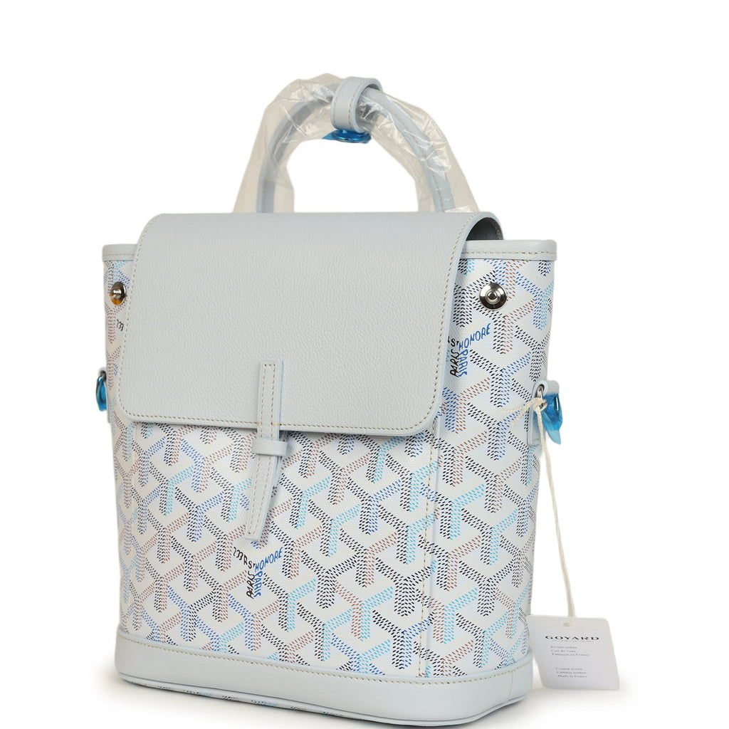 Goyard Goyardine Canvas Polar Blue Mini Alpin Backpack Palladium Hardw