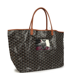 Goyard Goyardine "Hulot Dog" Black and Brown Saint Louis GM Tote Bag Palladium Hardware