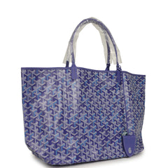 Goyard Goyardine Blueberry Purple Saint Louis GM Tote Palladium Hardware