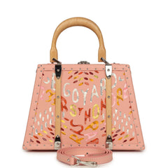Goyard Goyardine Canvas Saigon Mini Marquetry Trunk Bag Powder Pink Chevroches Calfskin Palladium Hardware