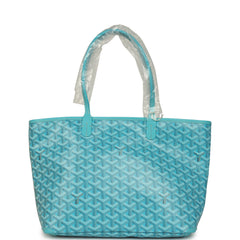 Goyard Goyardine Canvas Turquoise Artois PM Tote Palladium Hardware