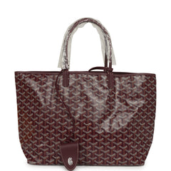 Goyard Goyardine Canvas Burgundy Saint Louis PM Tote Palladium Hardware