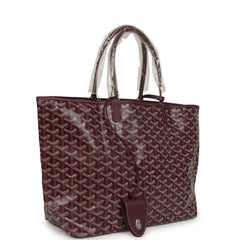 Goyard Goyardine Canvas Burgundy Saint Louis PM Tote Palladium Hardware