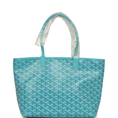 Goyard Goyardine Canvas Turquoise Artois PM Tote Palladium Hardware