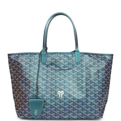 Goyard Goyardine Pearly Blue Saint Louis PM Tote Bag Palladium Hardware