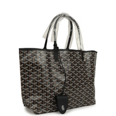 Goyard Goyardine Black Saint Louis PM Tote Bag Palladium Hardware